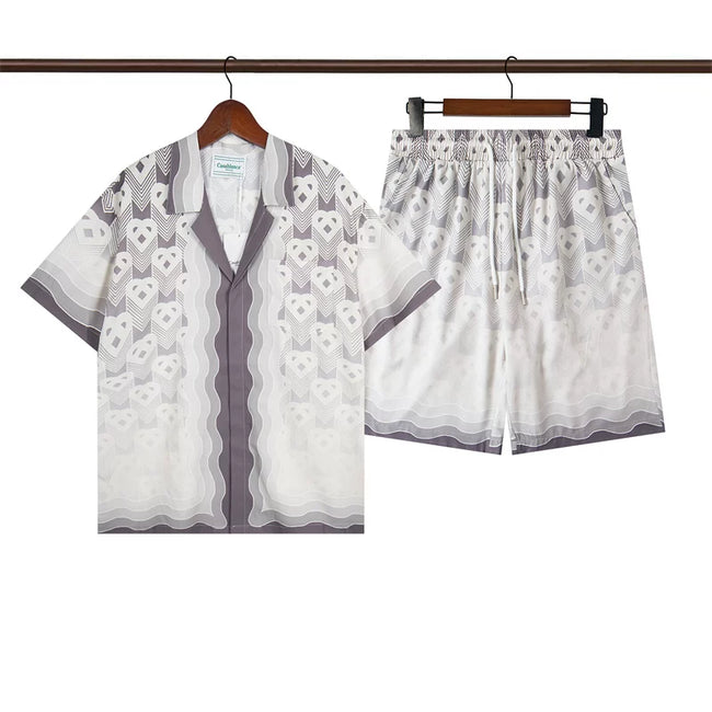 Casablanca Purple Gradient Paisley Print Vacation Shirt & Shorts Two Piece Set Hover Image