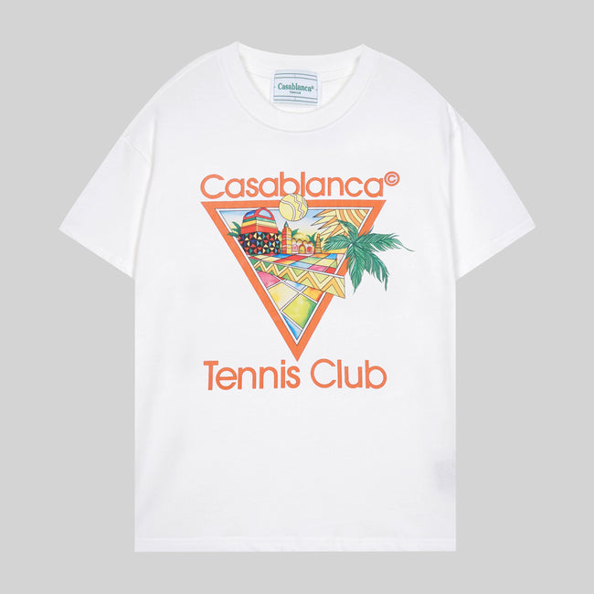 Casablanca Tennis Club Orange Triangle Palm Resort White Short Sleeve T-Shirt Hover Image