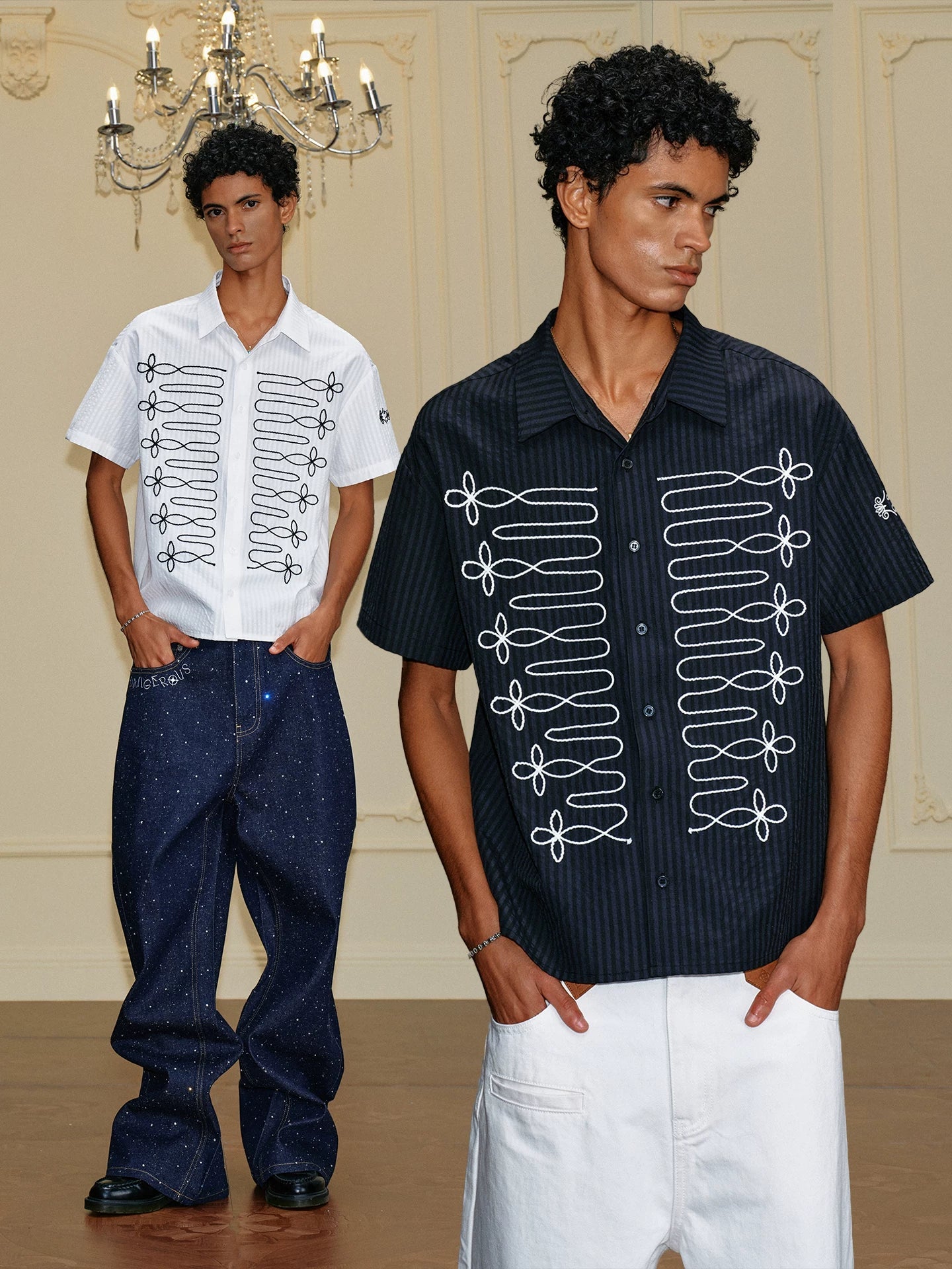 Royal Rope Tie Short Sleeve Shirt