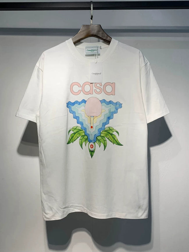 Casablanca Casa Ice Cream Triangle Leaf Graphic White Short Sleeve T-Shirt Unisex Hover Image