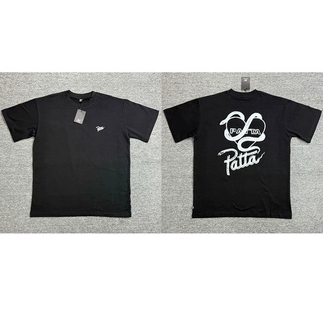 Patta Peace Sign Logo Black Short Sleeve T-Shirt Unisex Hover Image