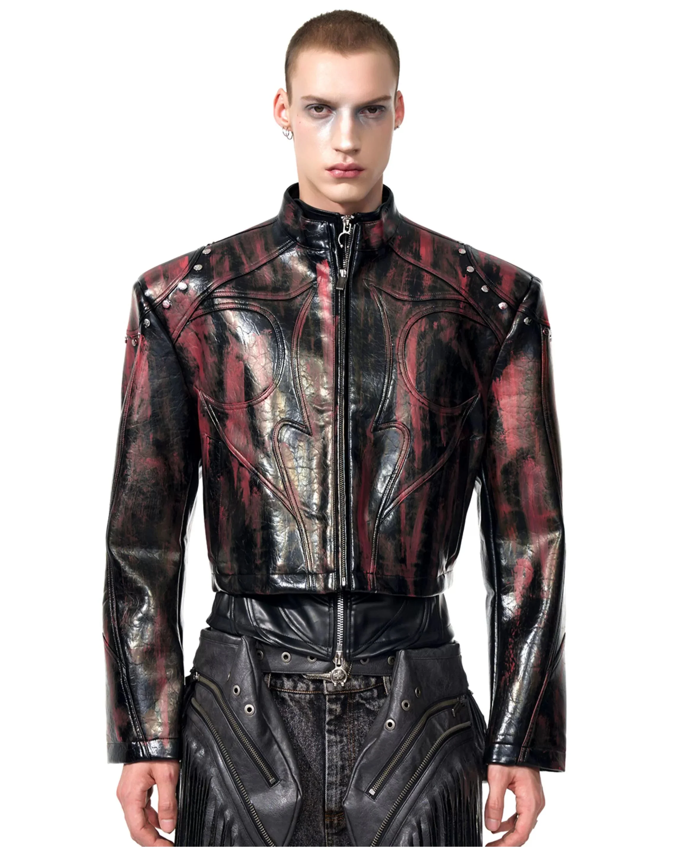 Stand Collar Leather Motorcycle Jacket