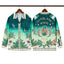 Casablanca Green Gradient Floral Crest Long Sleeve Overshirt Jacket Unisex