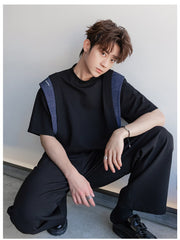 Round Neck Contrast Color T-shirt
