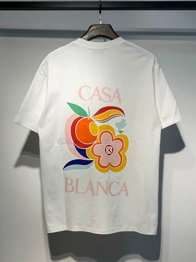Casablanca Casa Blanca Peach Flower Graphic Off White Short Sleeve T-Shirt Unisex Hover Image