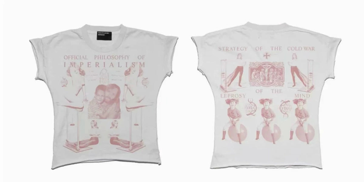 Enfants Riches Déprimés Pink Imperialism Print White Baby Tee