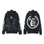 HELLSTAR Chest Patch Logo Circle Flame‑Face Vintage Washed Black Oversized Hoodie Streetwear Sweatshirt