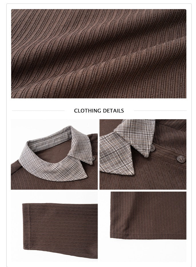 Oblique Placket Long Sleeve Pullover