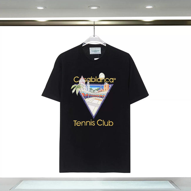 Casablanca Tennis Club Palm Resort Triangle Black Short Sleeve T-Shirt Hover Image