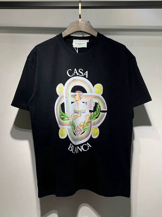 Casablanca Casa Blanca Round Portrait Art Graphic Black Short Sleeve T-Shirt Unisex Hover Image