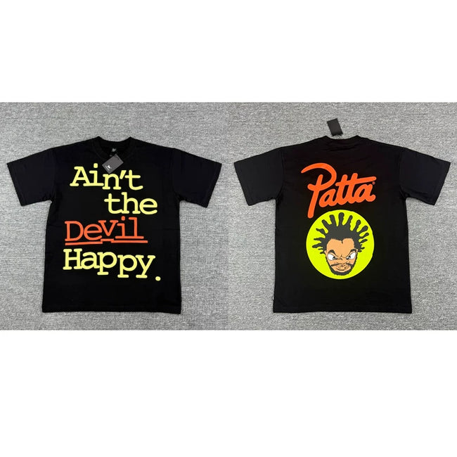 Patta Ain't The Devil Happy Black Short Sleeve T-Shirt Unisex Hover Image
