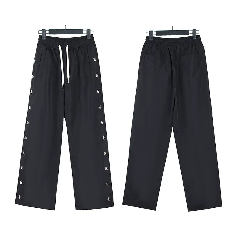 Hellstar flare black pants Niche wash water splicing hooded sweatshirt suit trousers flared pants (36)