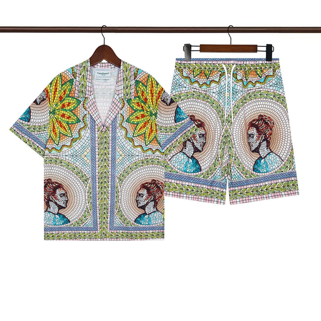 Casablanca Vintage Oil Painting Figure Allover Print Shirt & Shorts Two Piece Set Hover Image