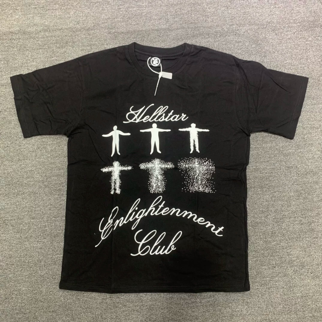 HELLSTAR Enlightenment Club Vintage Washed Short Sleeve Tee Black Streetwear T‑Shirt