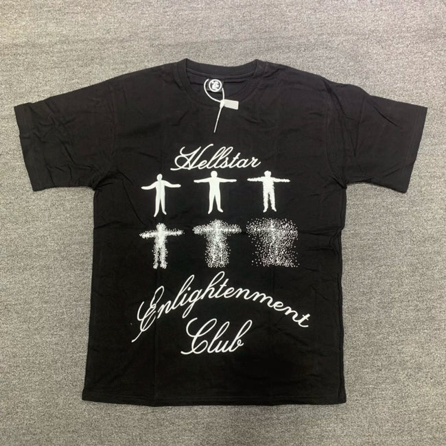HELLSTAR Enlightenment Club Vintage Washed Short Sleeve Tee Black Streetwear T‑Shirt Hover Image