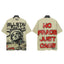 HELLSTAR No Peace Just Case Statue Of Liberty Double‑Sided Vintage Washed Short Sleeve Tee Beige Streetwear T‑Shirt