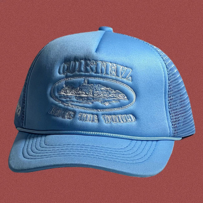 Cortiez Classic Oval Ship Logo Trucker Hat - Light Blue Hover Image