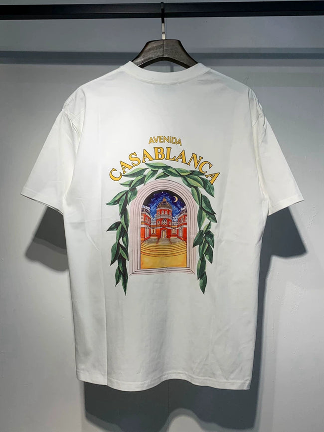 Casablanca Arched Building Laurel Graphic White Short Sleeve T-Shirt Unisex Hover Image