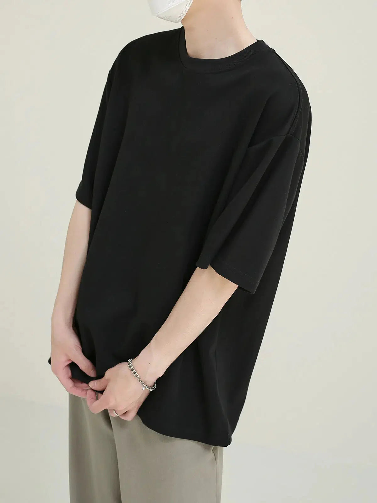Oversized Basic White Crew Neck T-Shirt