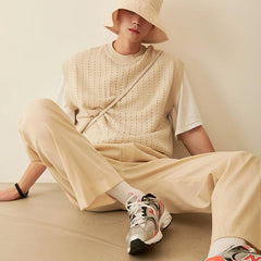 Oversized Khaki Knit Vest