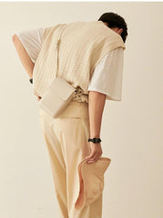 Oversized Khaki Knit Vest