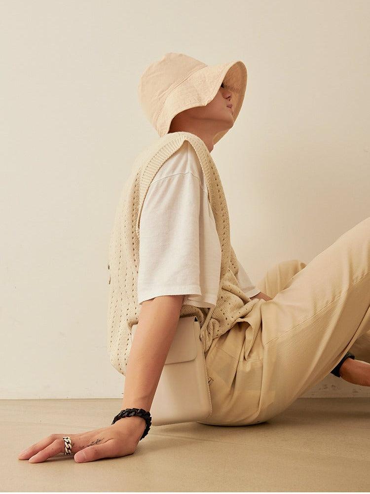 Oversized Khaki Knit Vest