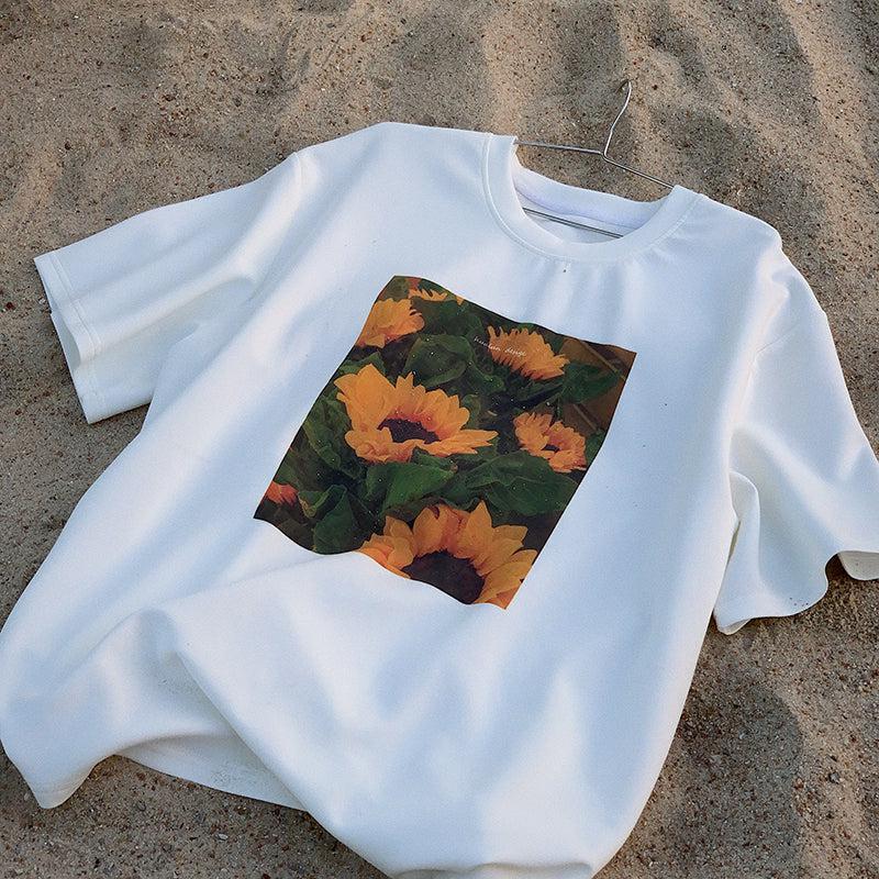 Oversized Sunflower Print T-Shirt