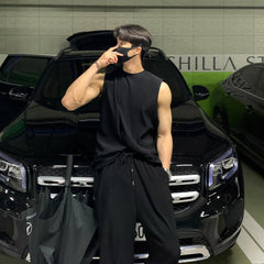 Pleated Sleeveless Vest and Pants