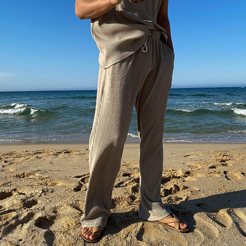 Pleated Stripe Vest and Pants