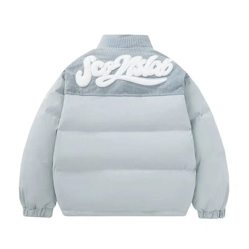 Puffer Jacket with Corduroy Accent