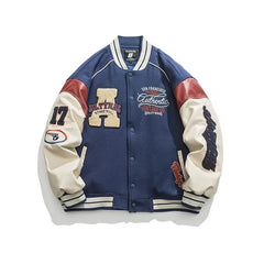 Retro Letter Flocking Baseball Jacket