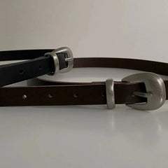 Retro Matte Leather Metal Buckle Belt