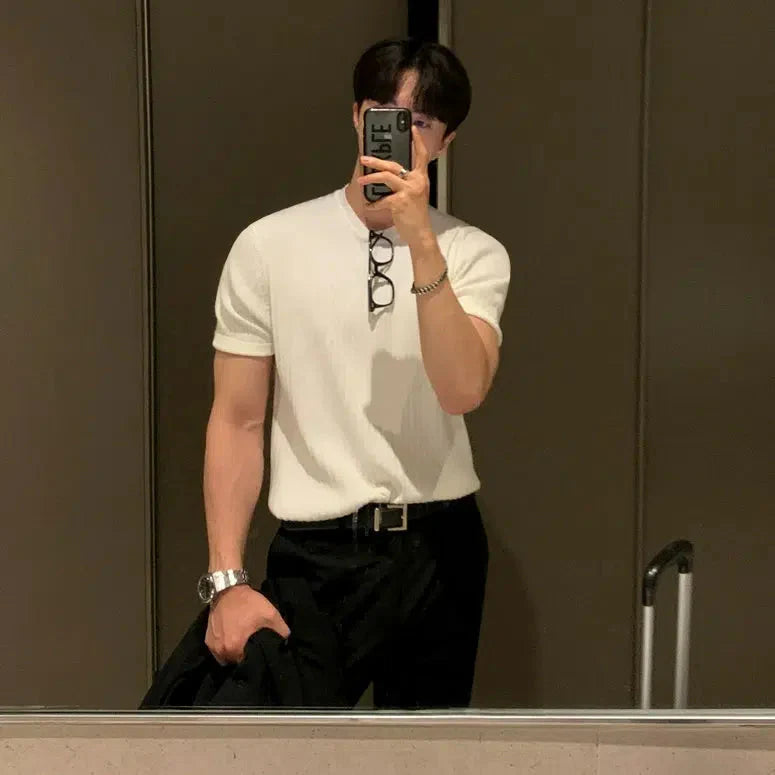 Round Neck Knitted T-shirt