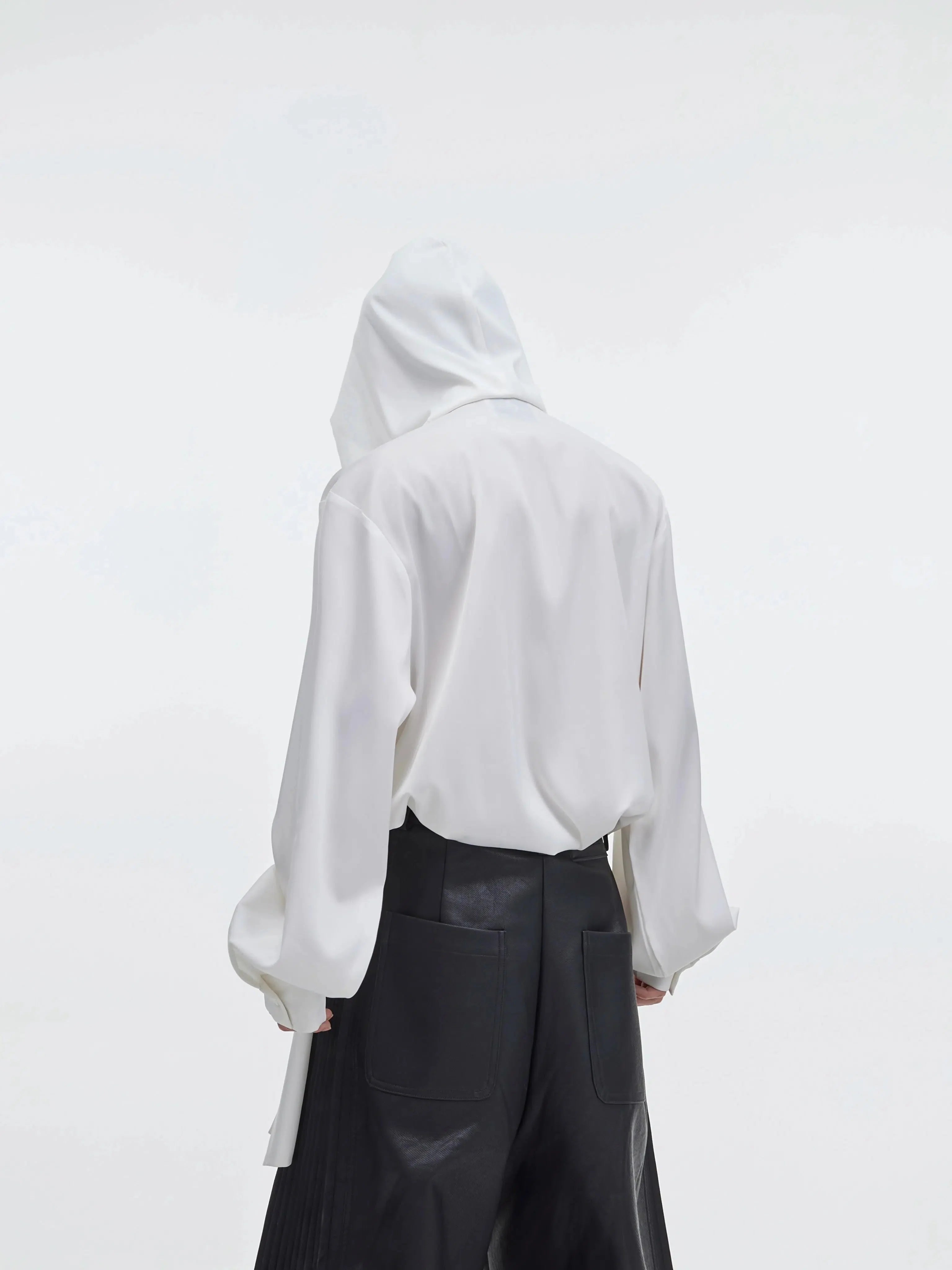 Shawl Hooded Ice Silk Long Sleeve Shirt