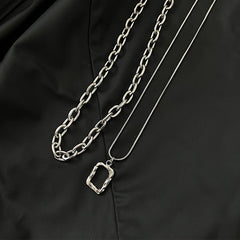 Silver Necklace Two Piece Set