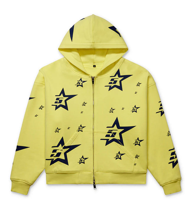 Sp5der 5star Double Layer Zip-Up Hoodie Yellow Hover Image