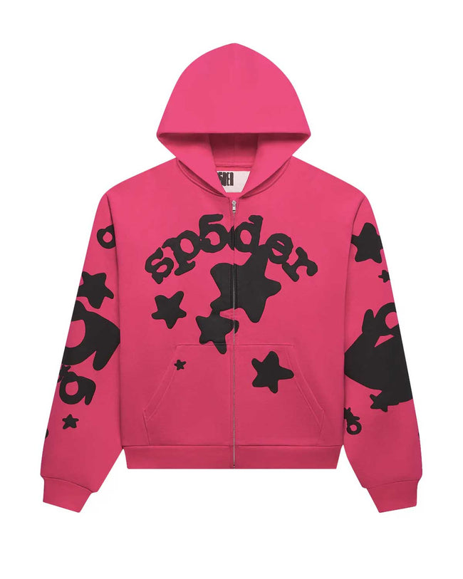 Sp5der Beluga Zip Up Hoodie Pink Hover Image