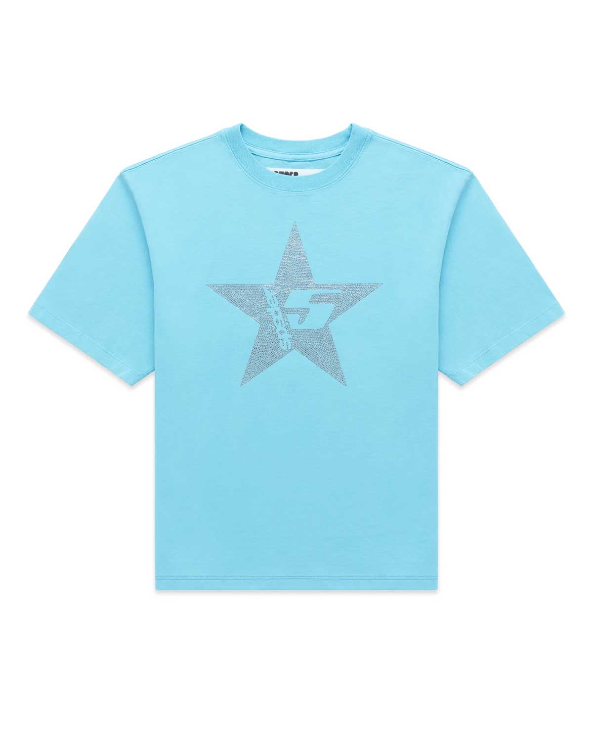 Sp5der Big 5 Star Rhinestone Tee Light Blue