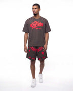 Sp5der Contrast Stitch Slub Tee Slate Grey
