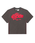 Sp5der Contrast Stitch Slub Tee Slate Grey