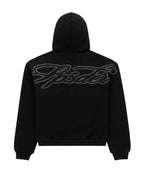 Sp5der Rhinestone Script Zip Up Hoodie Black