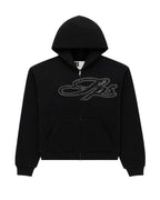 Sp5der Rhinestone Script Zip Up Hoodie Black