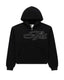 Sp5der Rhinestone Script Zip Up Hoodie Black