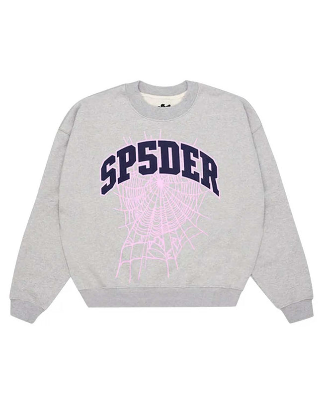 Sp5der Varsity Web Crewneck Heather Grey Hover Image