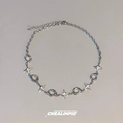 Star Oval Irregular Zircon Necklace