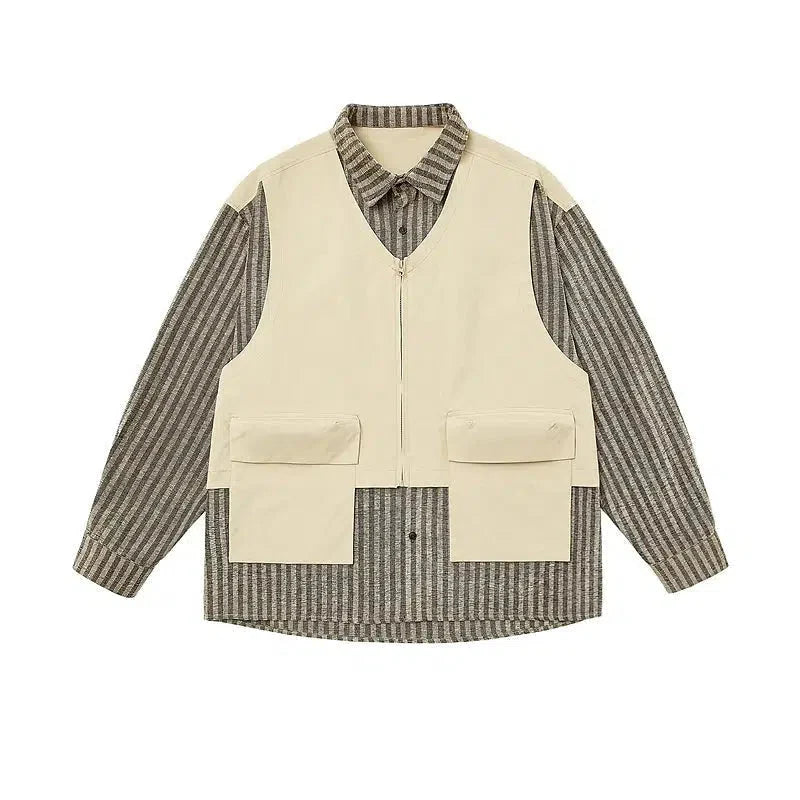 Two Piece Striped Patchwork Shirt