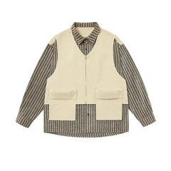 Two Piece Striped Patchwork Shirt