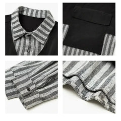 Two Piece Striped Patchwork Shirt