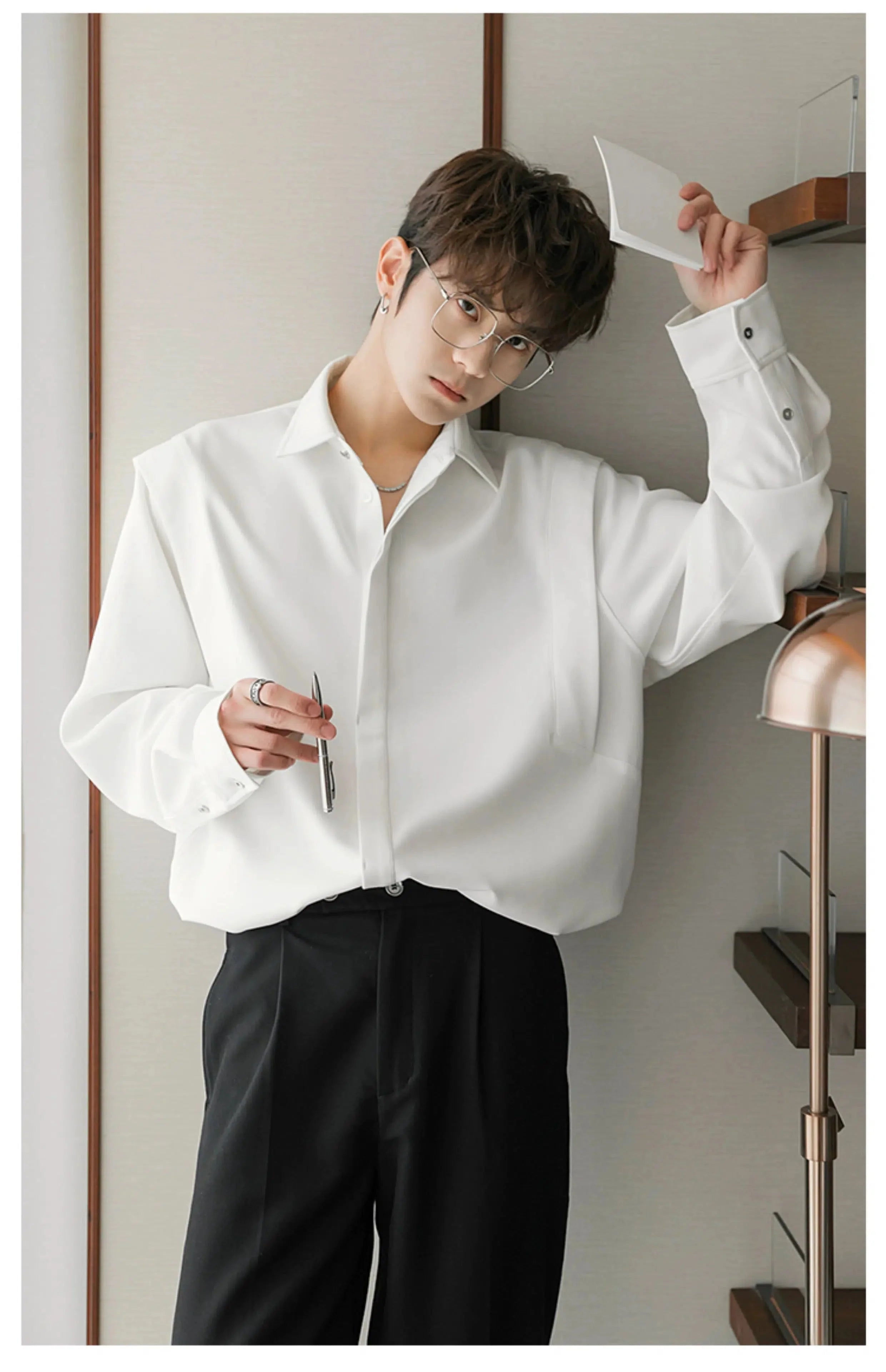 Two-piece Basic Long Sleeves Shirt
