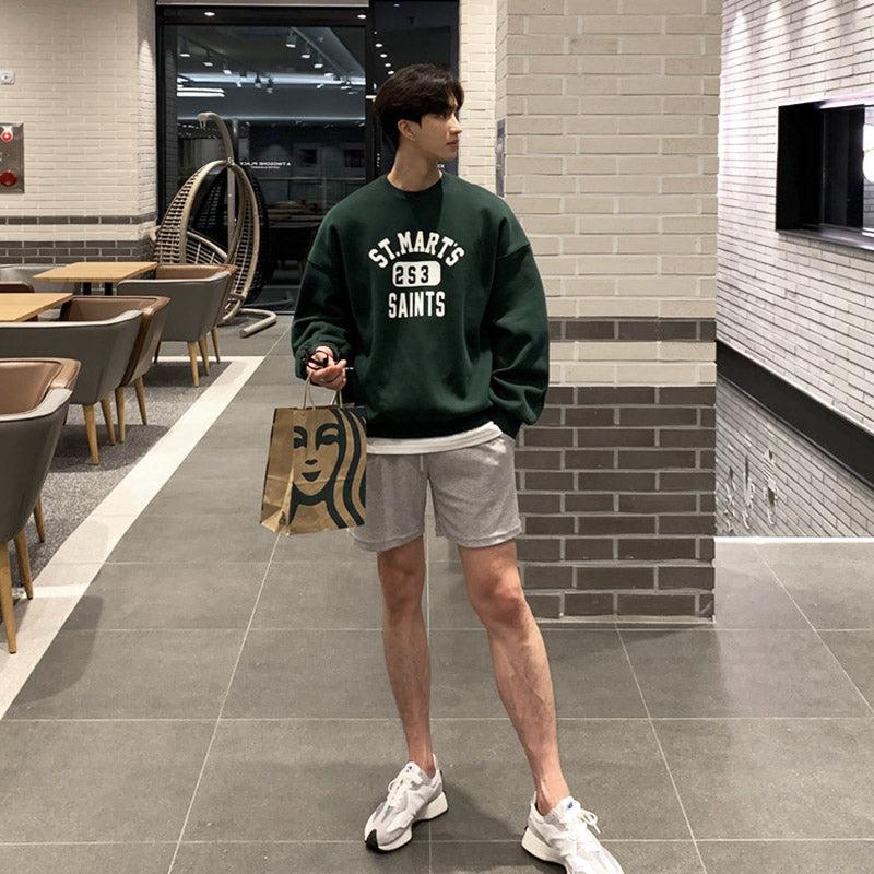 Round Neck Velvet Oversized Printed Pullover